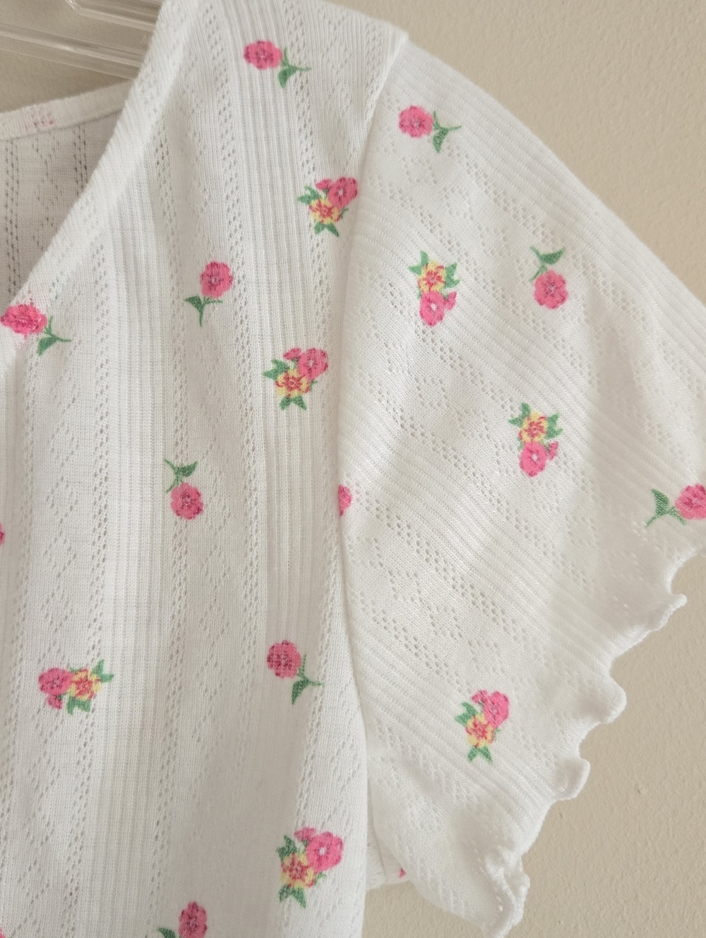 For Love And Lemons Blossom Pointelle Matching Set Pajama Top & Shorts White XS - Picture 8 of 16